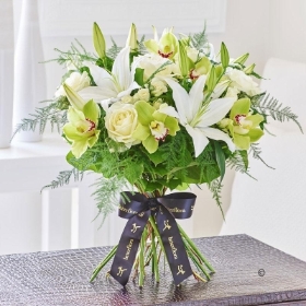 Luxury Lily and Green Orchid Hand tied