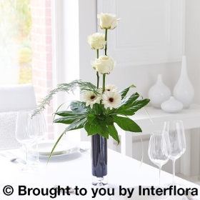 Elegant White Rose & Germini Vase