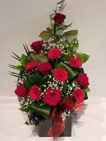 Valentine Rose & Germini Front Facing Bouquet