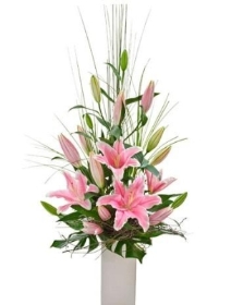 Pink Oriental Lily Vase