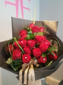 24 Red Rose Hand tied in water
